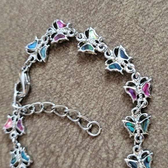 3/$30 VTG Paua Shell Abalone Butterfly Adjustable Chain Fairycore Bracelet - Picture 4 of 7